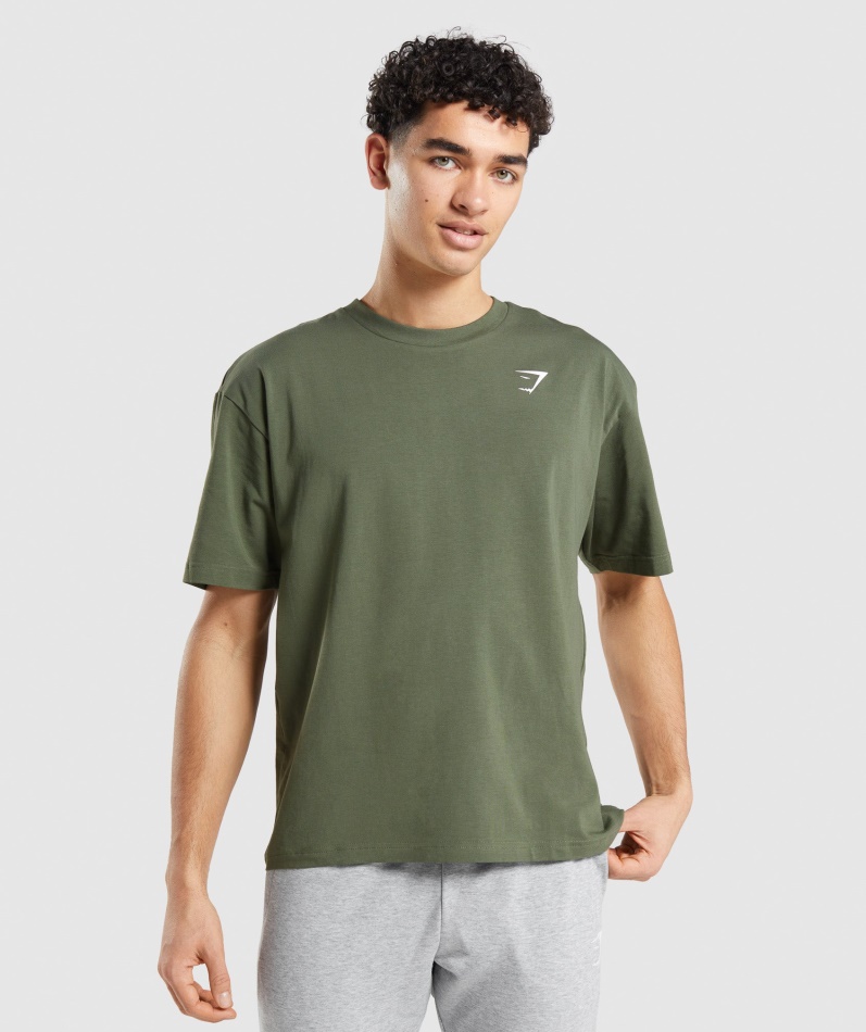 Gymshark Essensiell Overdimensjonert T-skjorte Kjerne Oliven