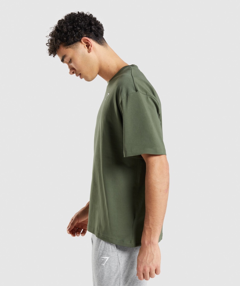 Gymshark Essensiell Overdimensjonert T-skjorte Kjerne Oliven