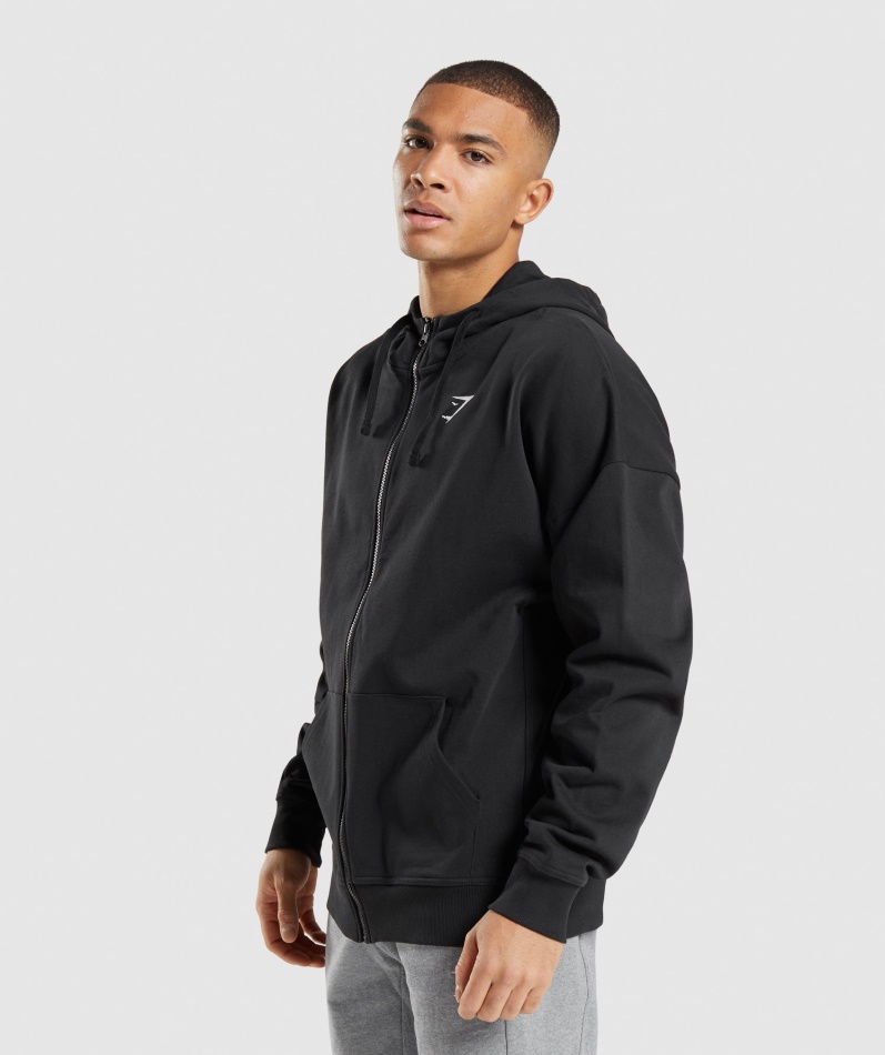 Gymshark Essential Oversized Hettegenser Med Glidelås Svart
