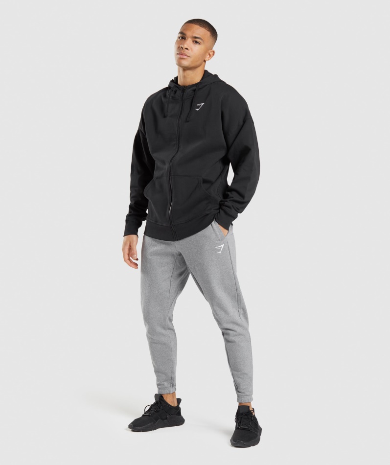 Gymshark Essential Oversized Hettegenser Med Glidelås Svart