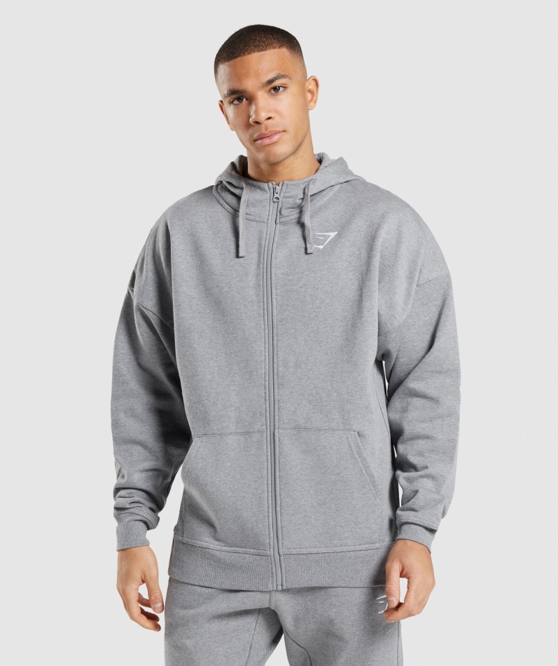 Gymshark Essential Oversized Hettegenser Med Glidelås Charcoal Merg