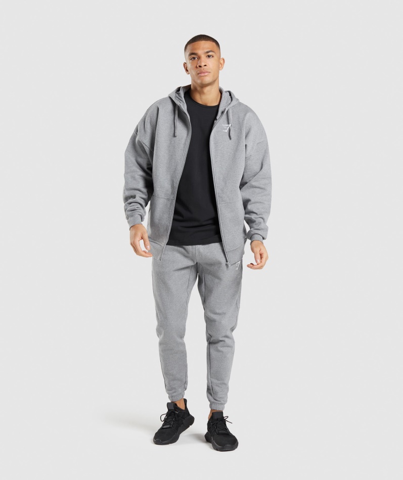 Gymshark Essential Oversized Hettegenser Med Glidelås Charcoal Merg