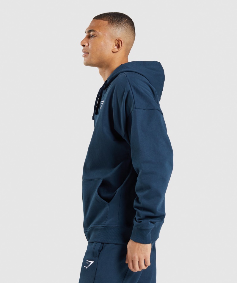 Gymshark Essential Oversized Hettegenser Med Glidelås, Marineblå