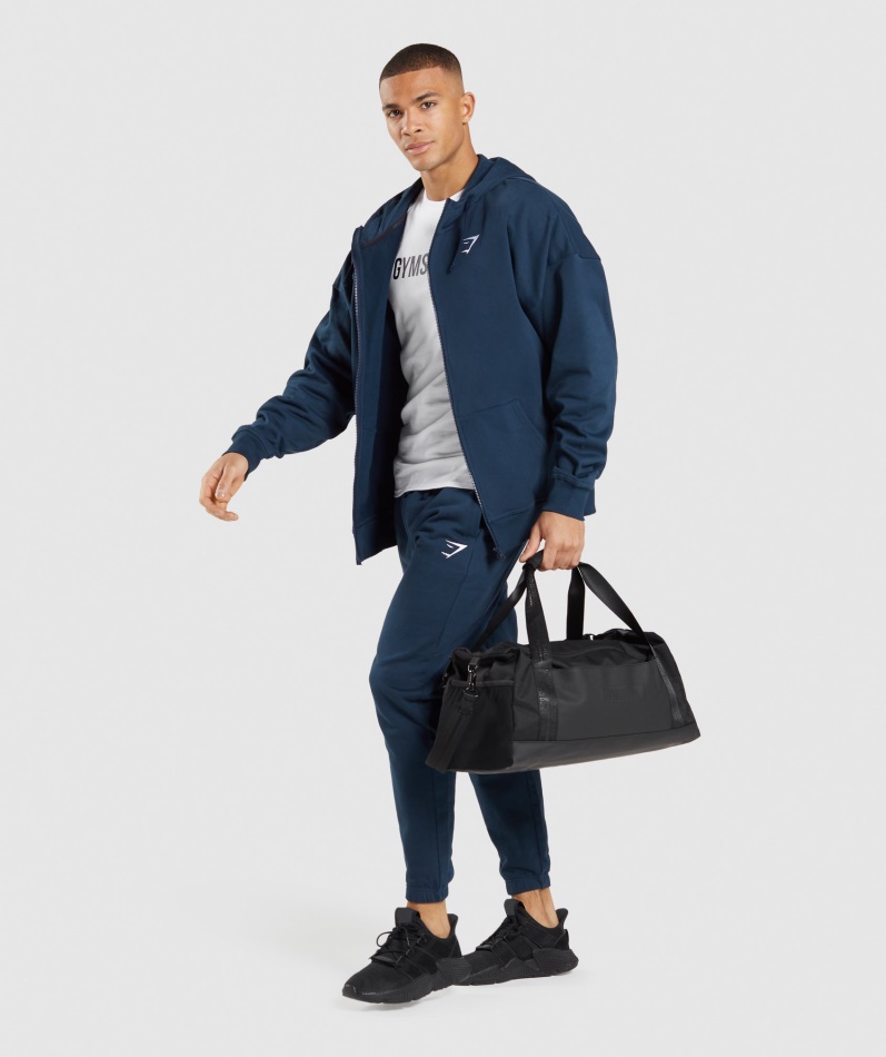 Gymshark Essential Oversized Hettegenser Med Glidelås, Marineblå