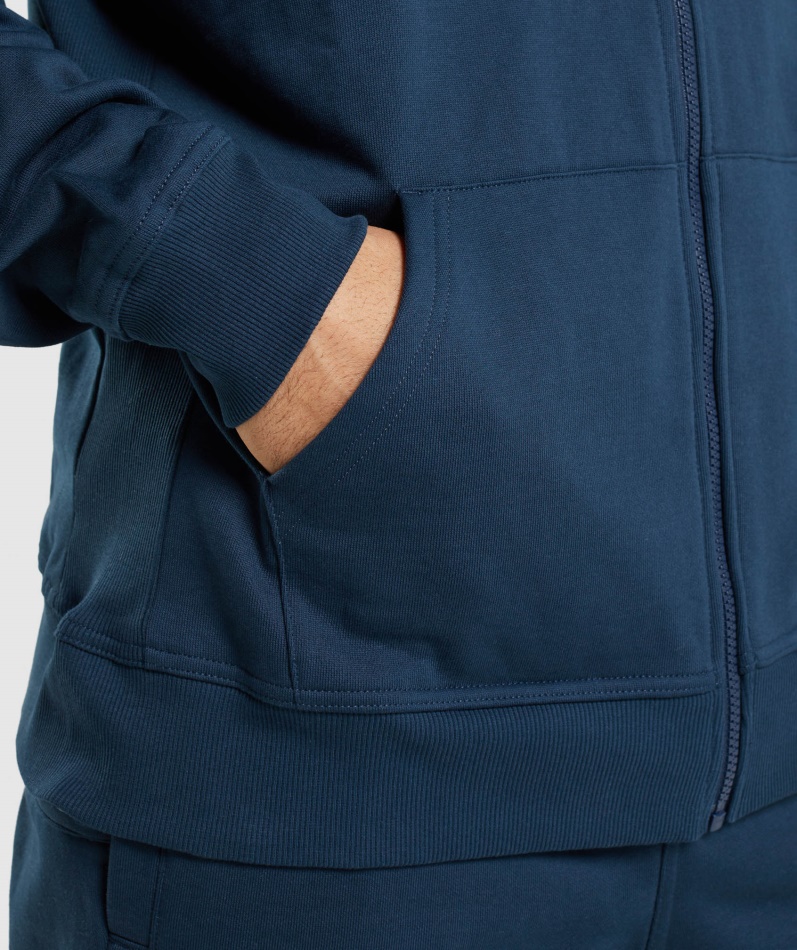 Gymshark Essential Oversized Hettegenser Med Glidelås, Marineblå
