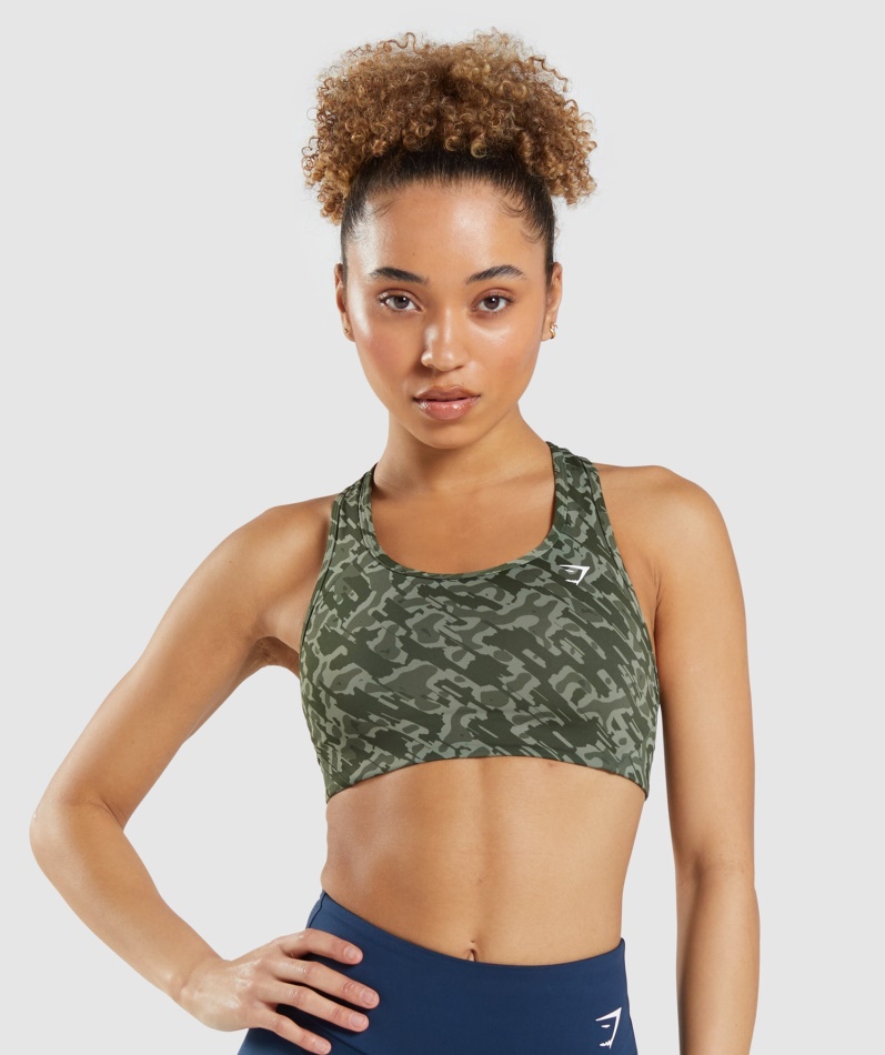 Gymshark Essential Racer Back Sports-bh Grønt Trykk