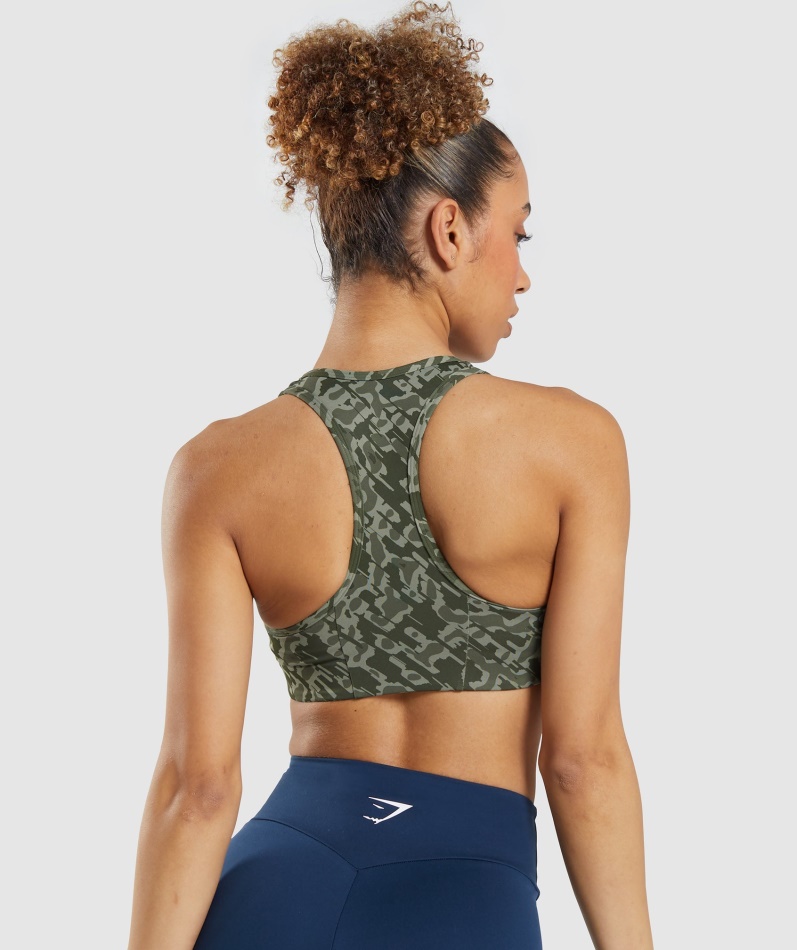 Gymshark Essential Racer Back Sports-bh Grønt Trykk