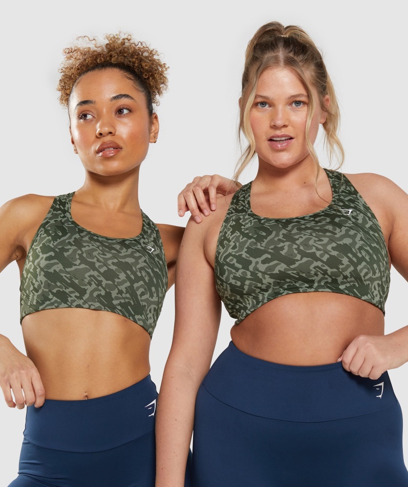 Gymshark Essential Racer Back Sports-bh Grønt Trykk