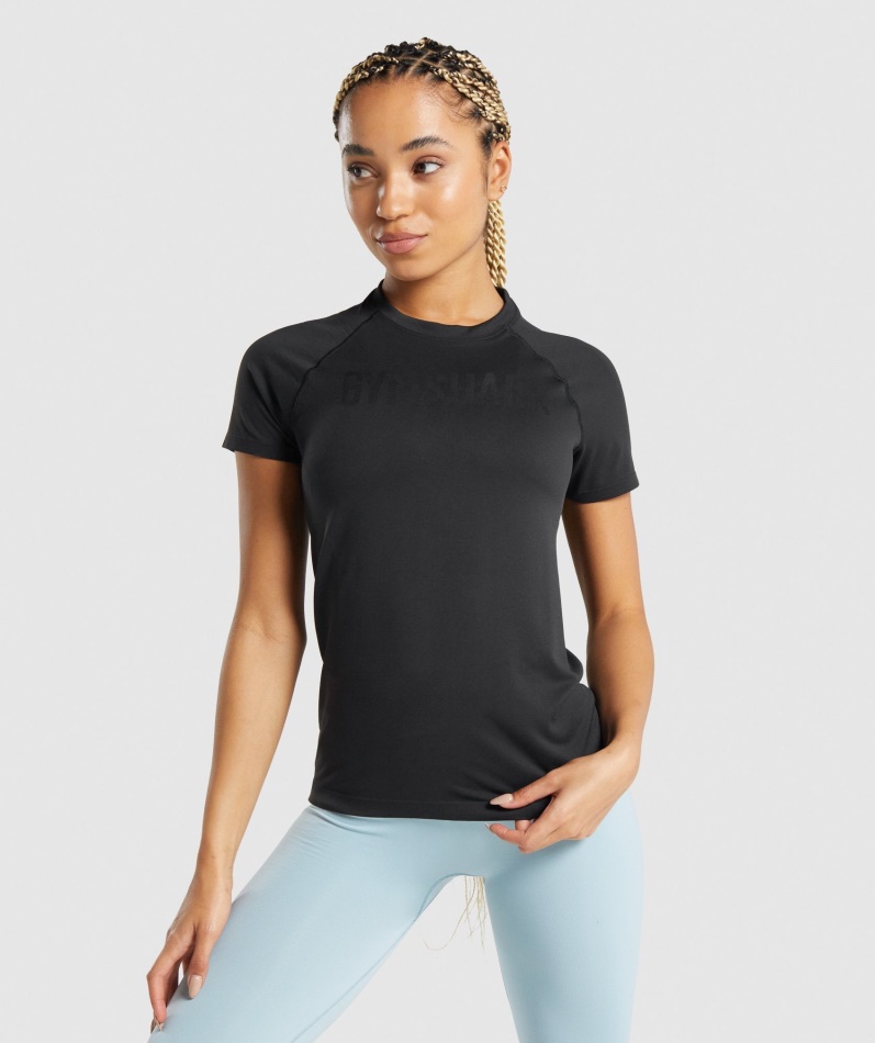 Gymshark Passform Sømløs Løs T-skjorte Svart