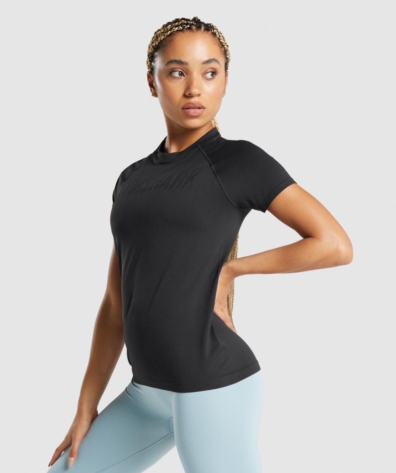 Gymshark Passform Sømløs Løs T-skjorte Svart