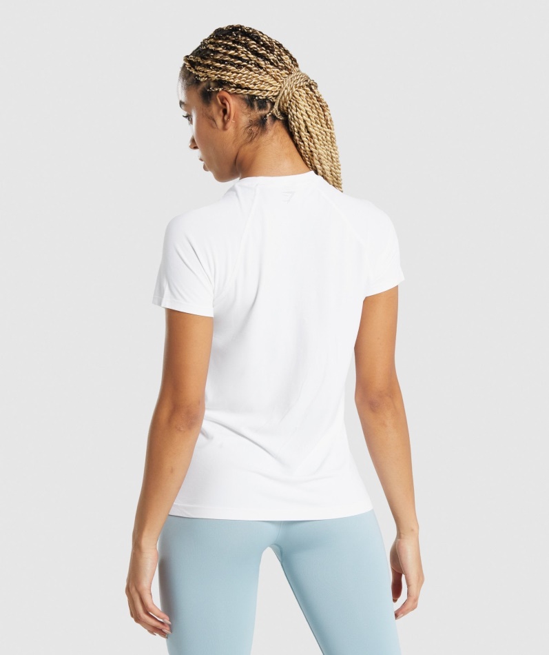 Gymshark Passform Sømløs Løs T-skjorte Hvit