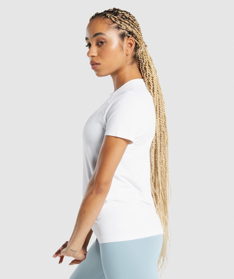 Gymshark Passform Sømløs Løs T-skjorte Hvit