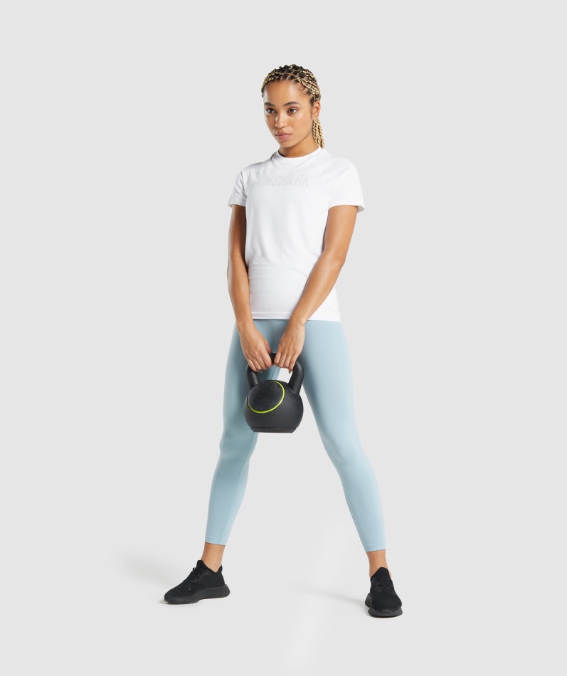 Gymshark Passform Sømløs Løs T-skjorte Hvit