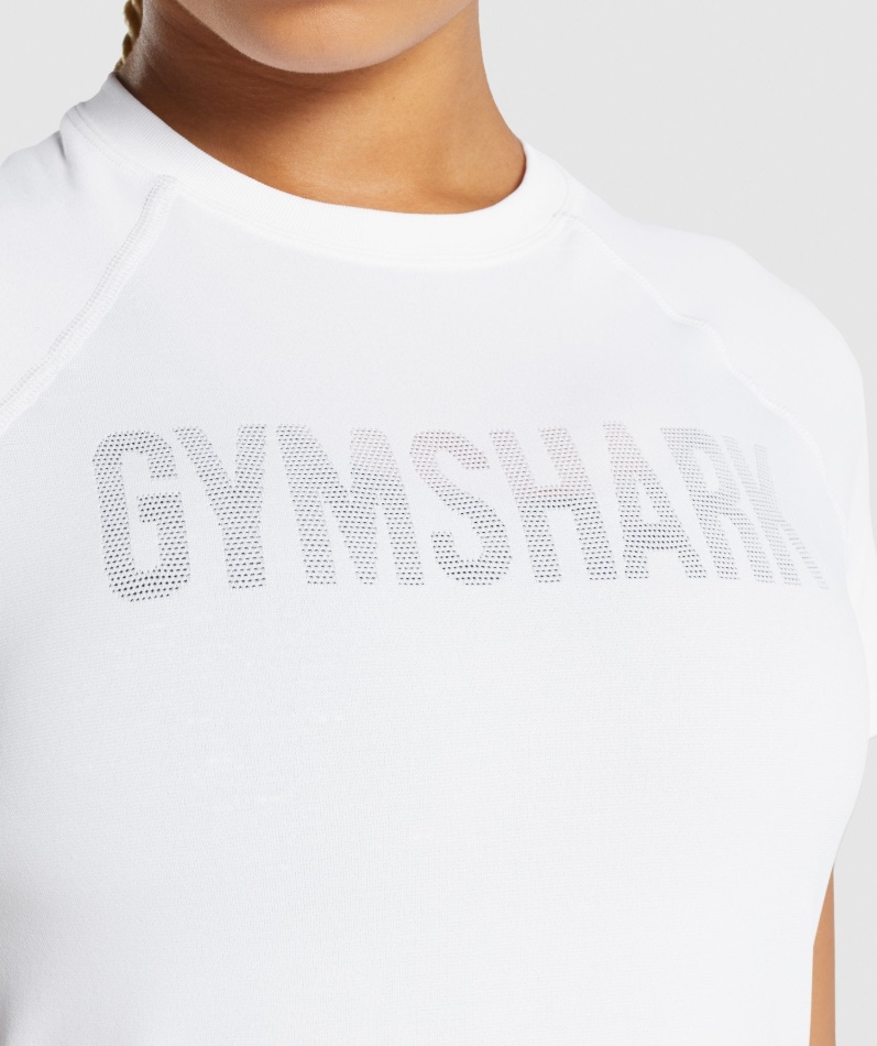 Gymshark Passform Sømløs Løs T-skjorte Hvit