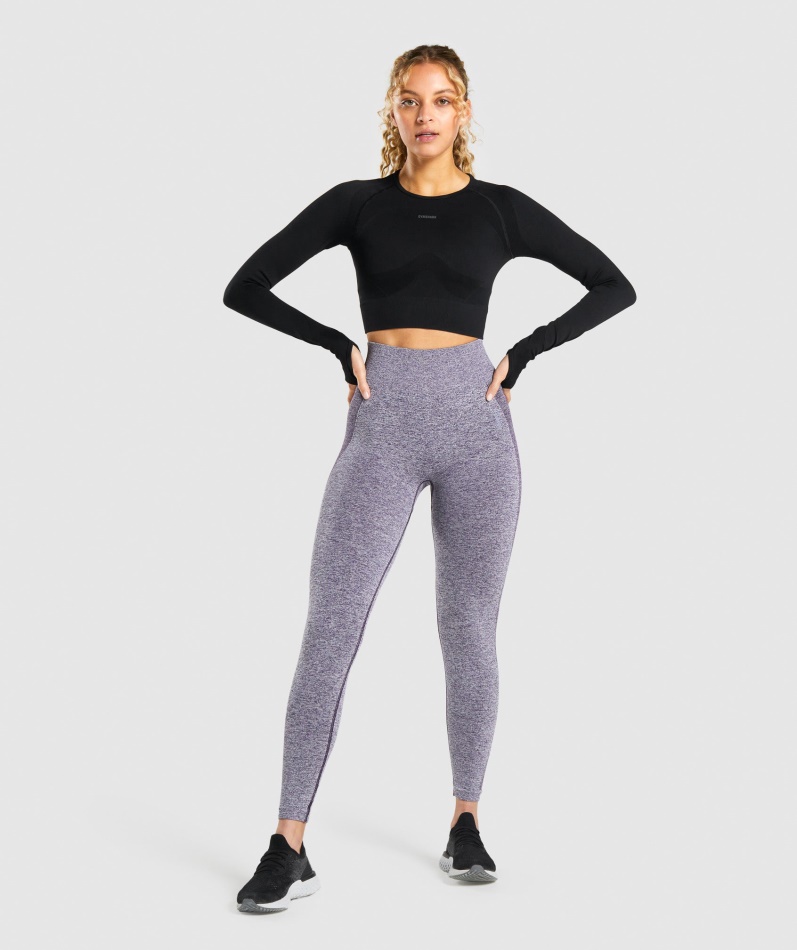 Gymshark Flex Sports Langermet Crop Top Svart-kull