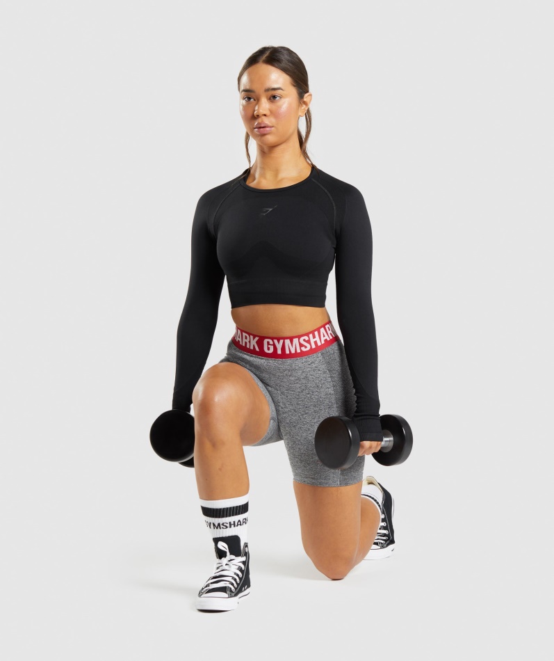 Gymshark Flex Sports Langermet Crop Topp Svart
