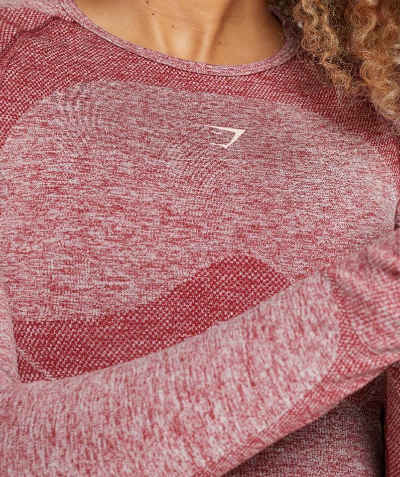Gymshark Flex Sports Langermet Crop Top Burgunder Marl