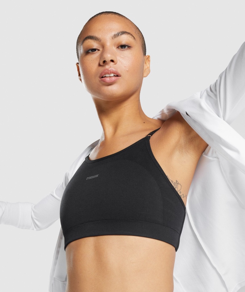 Gymshark Flex Sports-bh Med Reim Svart-kull