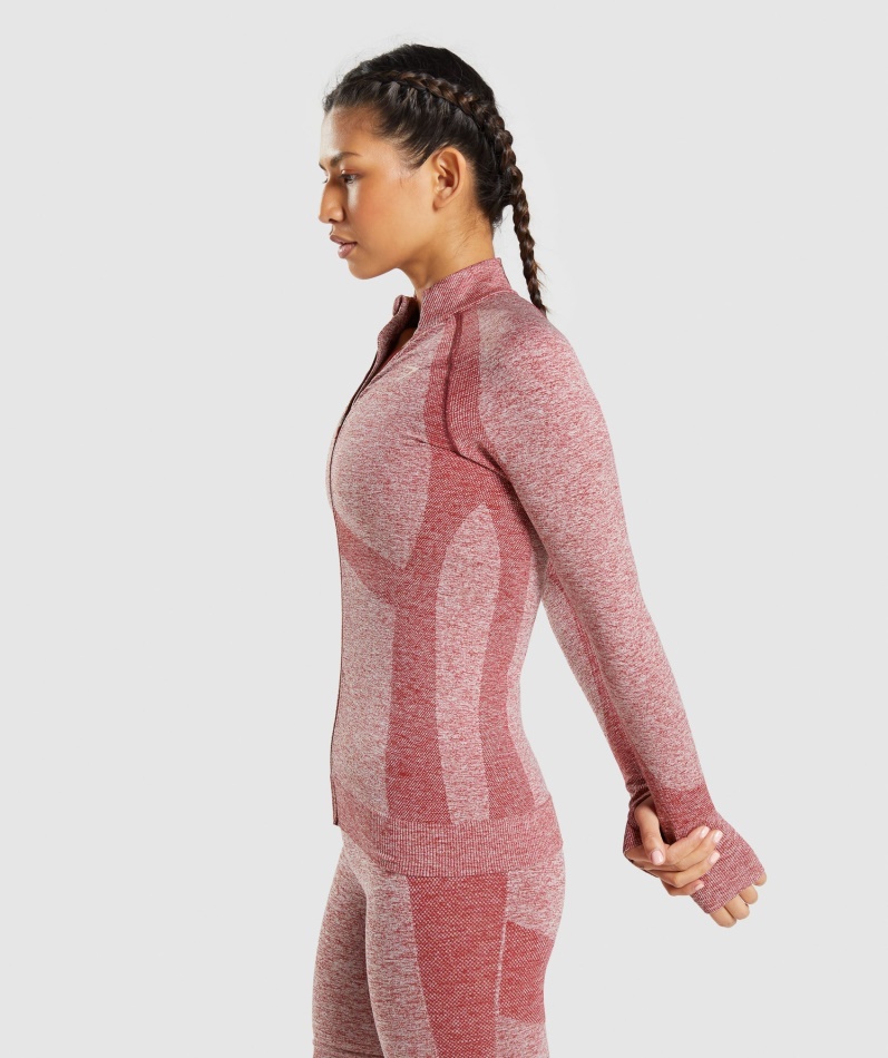Gymshark Flex Jakke Med Glidelås Burgunder Marl
