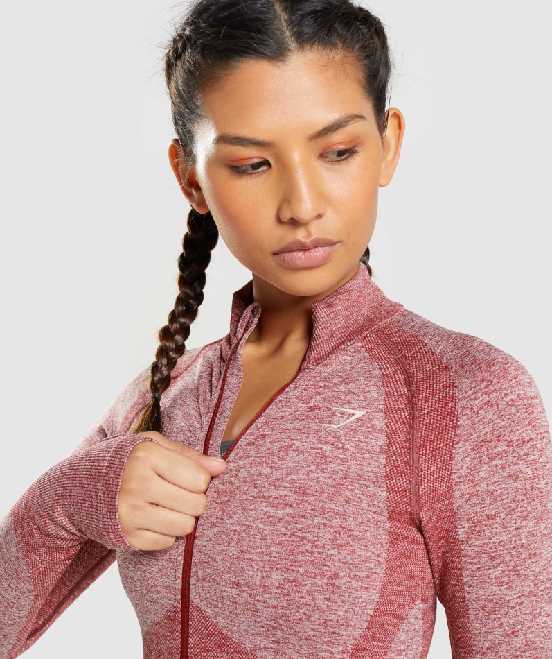 Gymshark Flex Jakke Med Glidelås Burgunder Marl