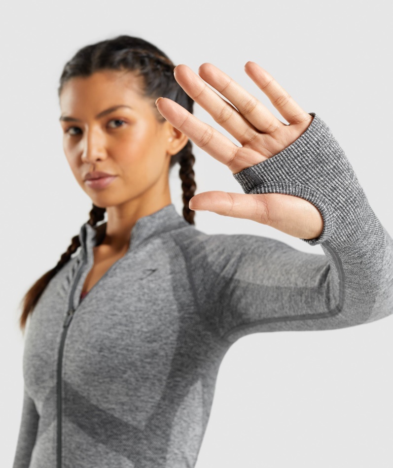 Gymshark Flex Glidelåsjakke Charcoal Merg