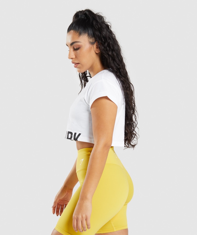 Gymshark Fraksjon Crop Top Hvit