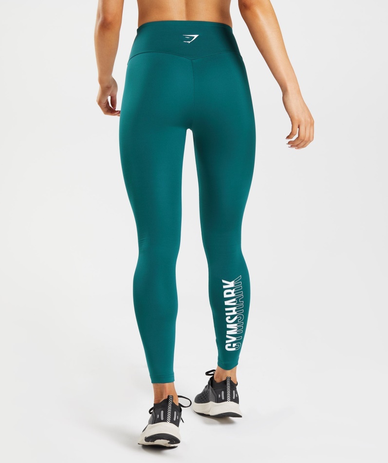 Gymshark Fraksjon Leggings Vinter Blågrønn