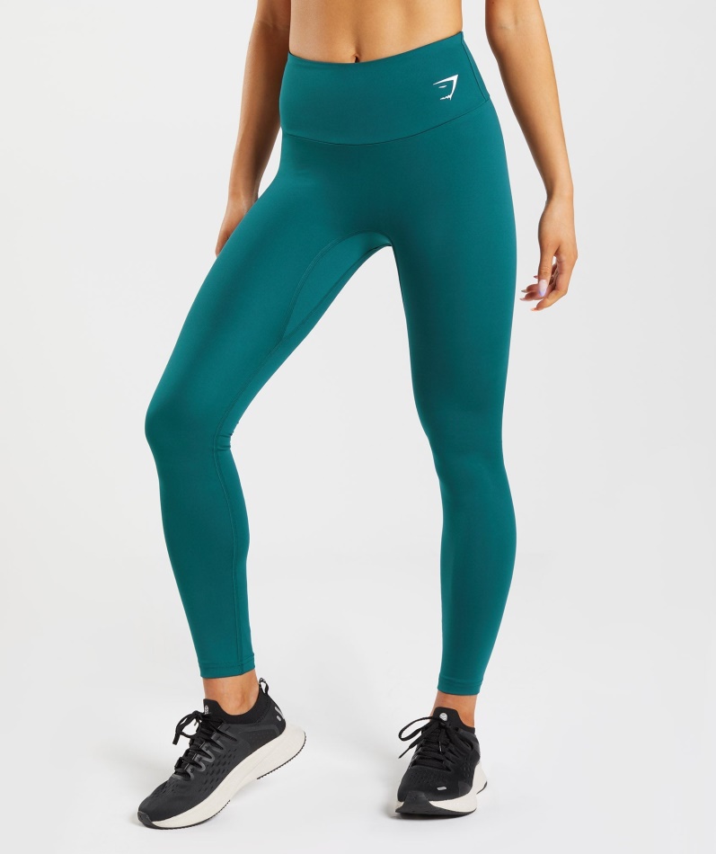 Gymshark Fraksjon Leggings Vinter Blågrønn