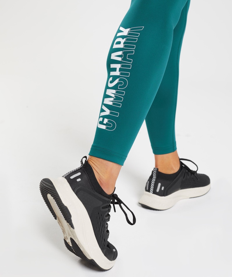 Gymshark Fraksjon Leggings Vinter Blågrønn