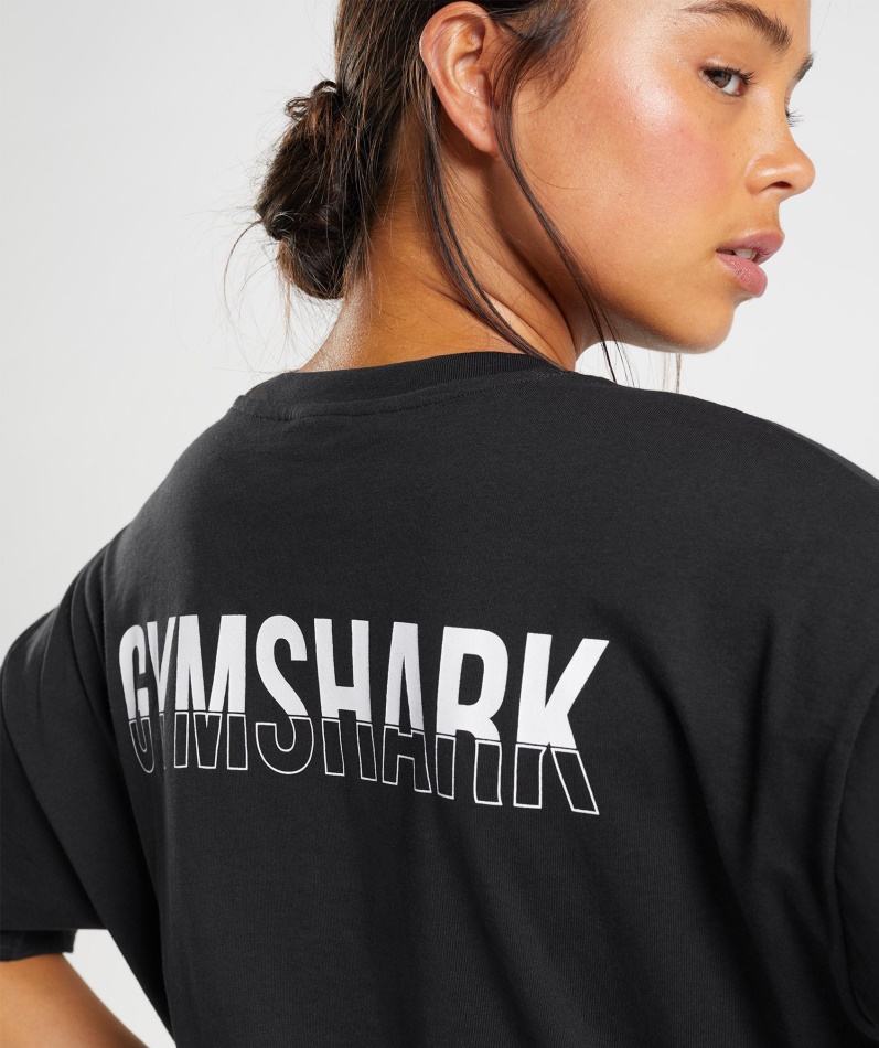 Gymshark Fraksjon Overdimensjonert T-skjorte Svart-hvit