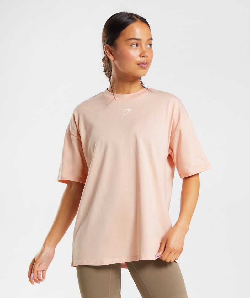 Gymshark Fraksjon Overdimensjonert T-skjorte Leire Rosa