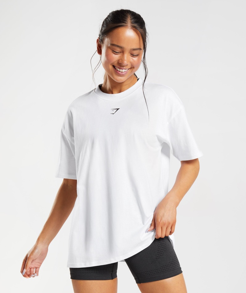 Gymshark Fraksjon Oversized T-skjorte Hvit