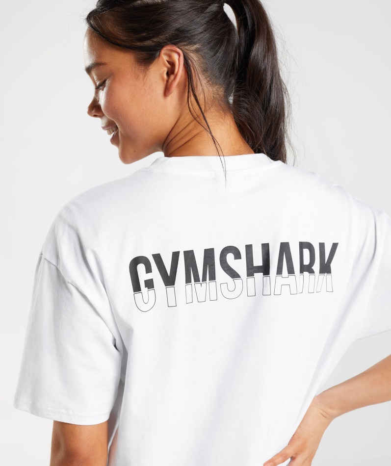 Gymshark Fraksjon Oversized T-skjorte Hvit