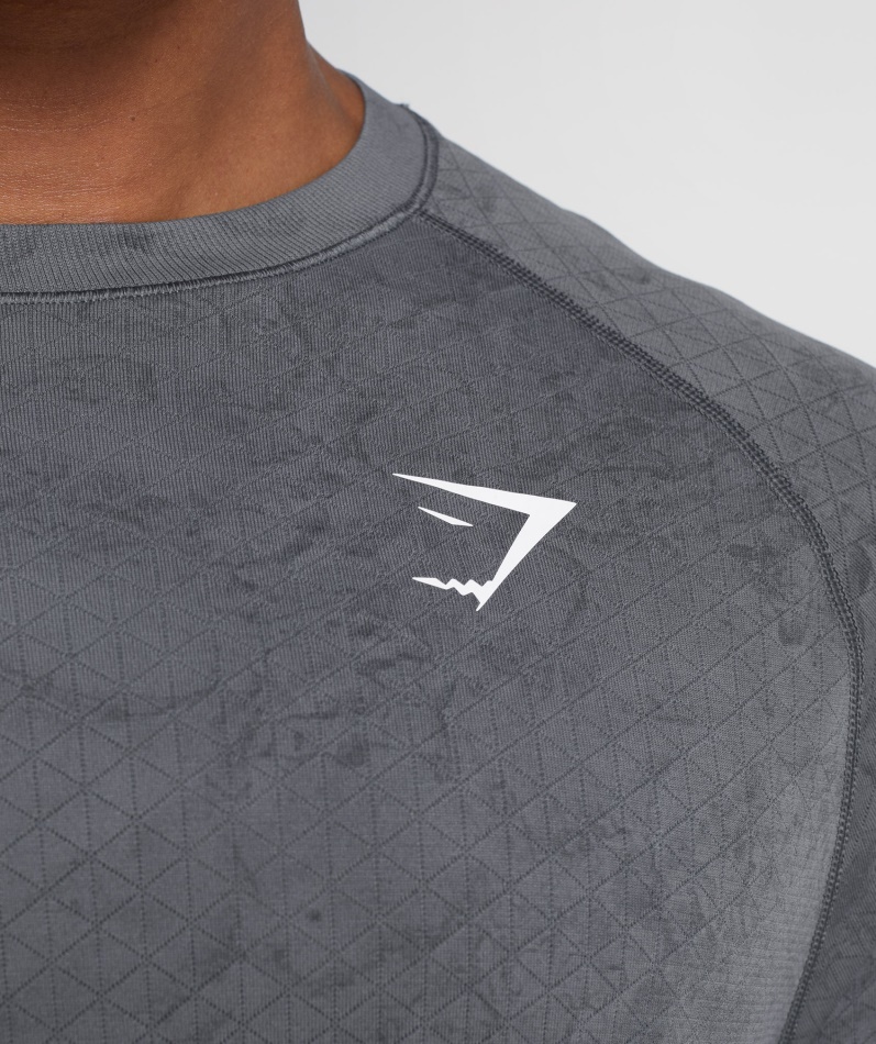 Gymshark Geo Sømløs Langermet T-skjorte Koksgrå-svart