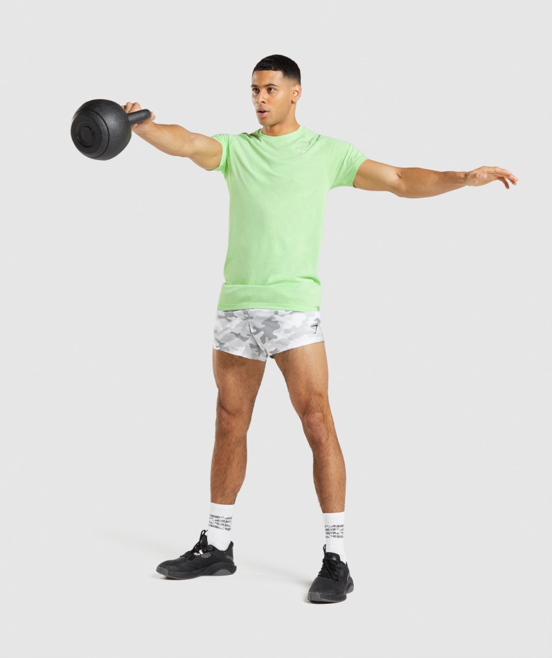 Gymshark Geo Sømløs T-skjorte Bali Grønn-hvit
