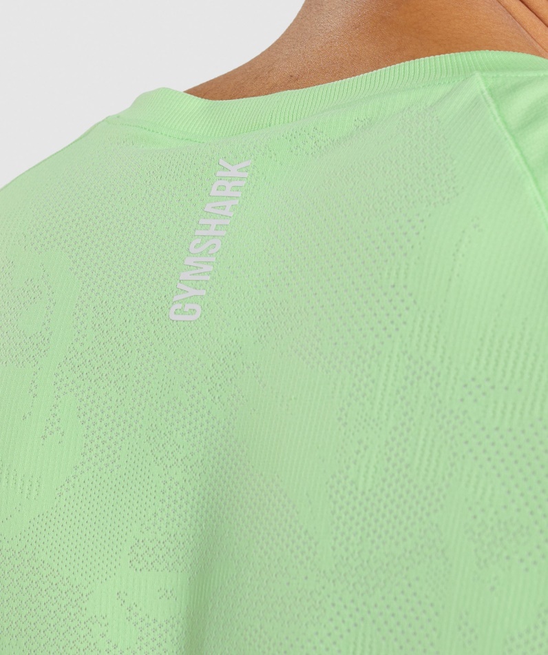 Gymshark Geo Sømløs T-skjorte Bali Grønn-hvit