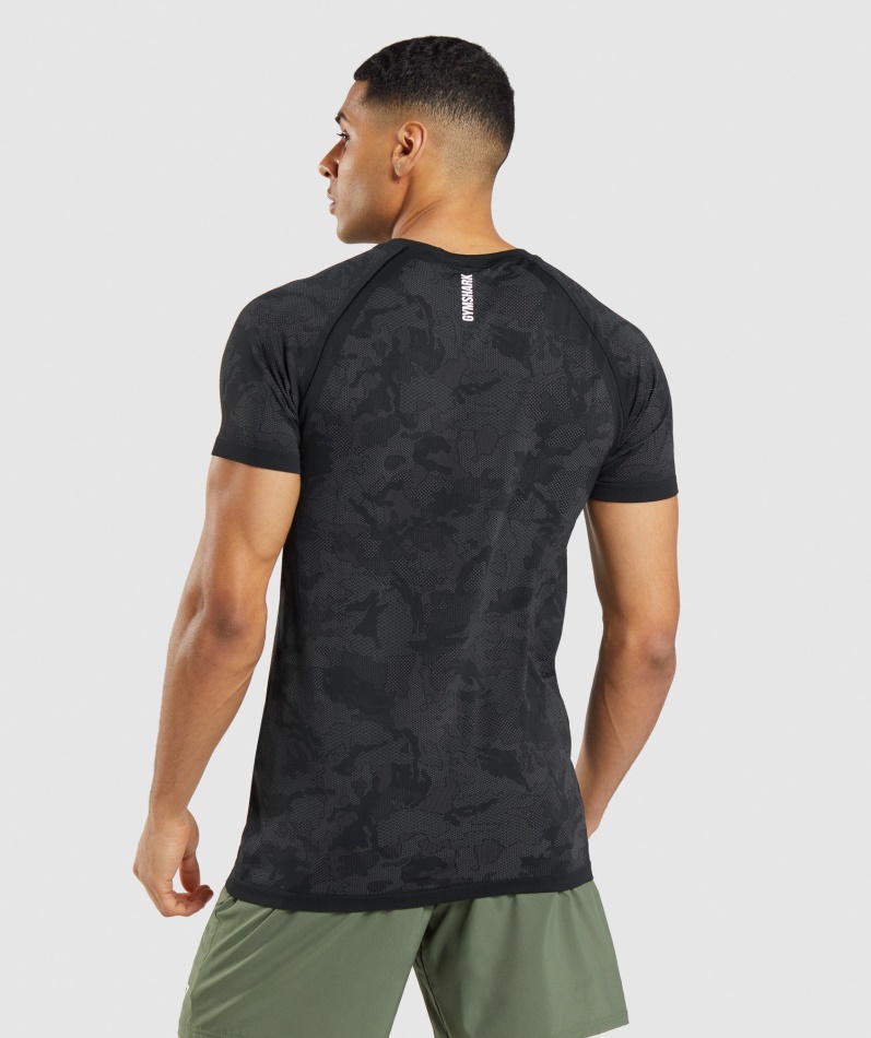 Gymshark Geo Sømløs T-skjorte Svart-kullgrå