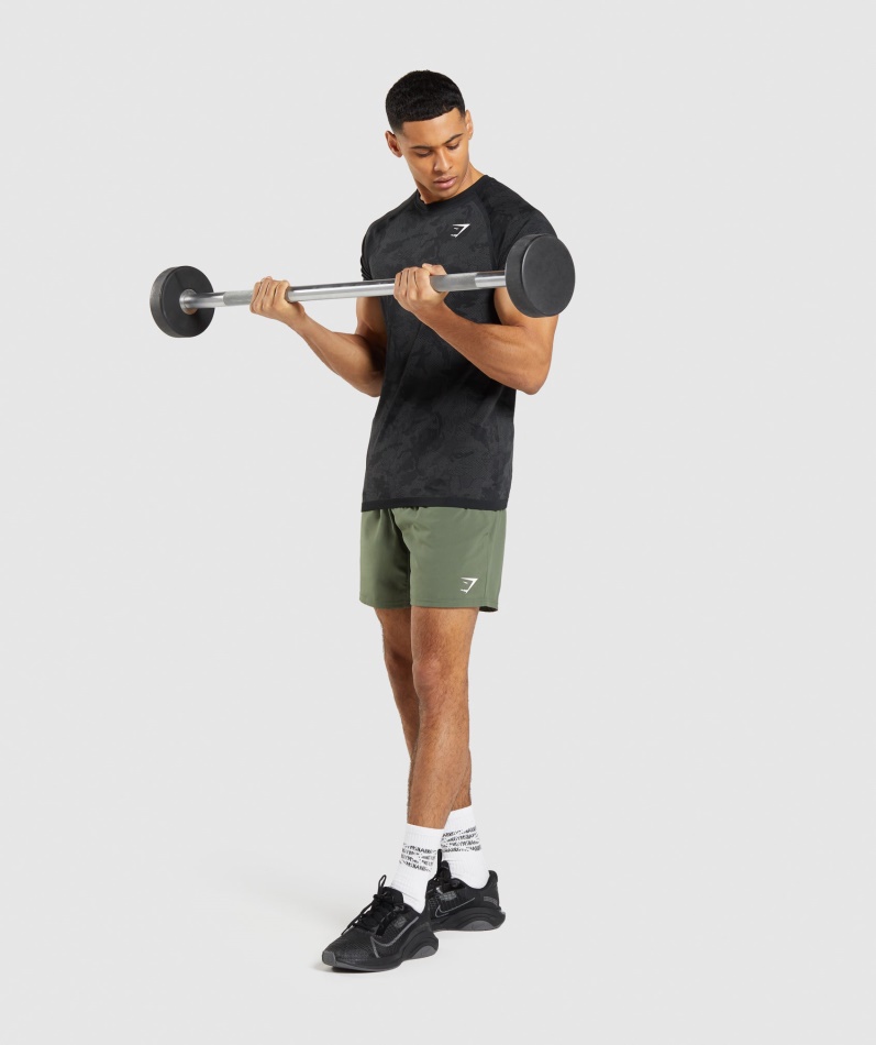 Gymshark Geo Sømløs T-skjorte Svart-kullgrå