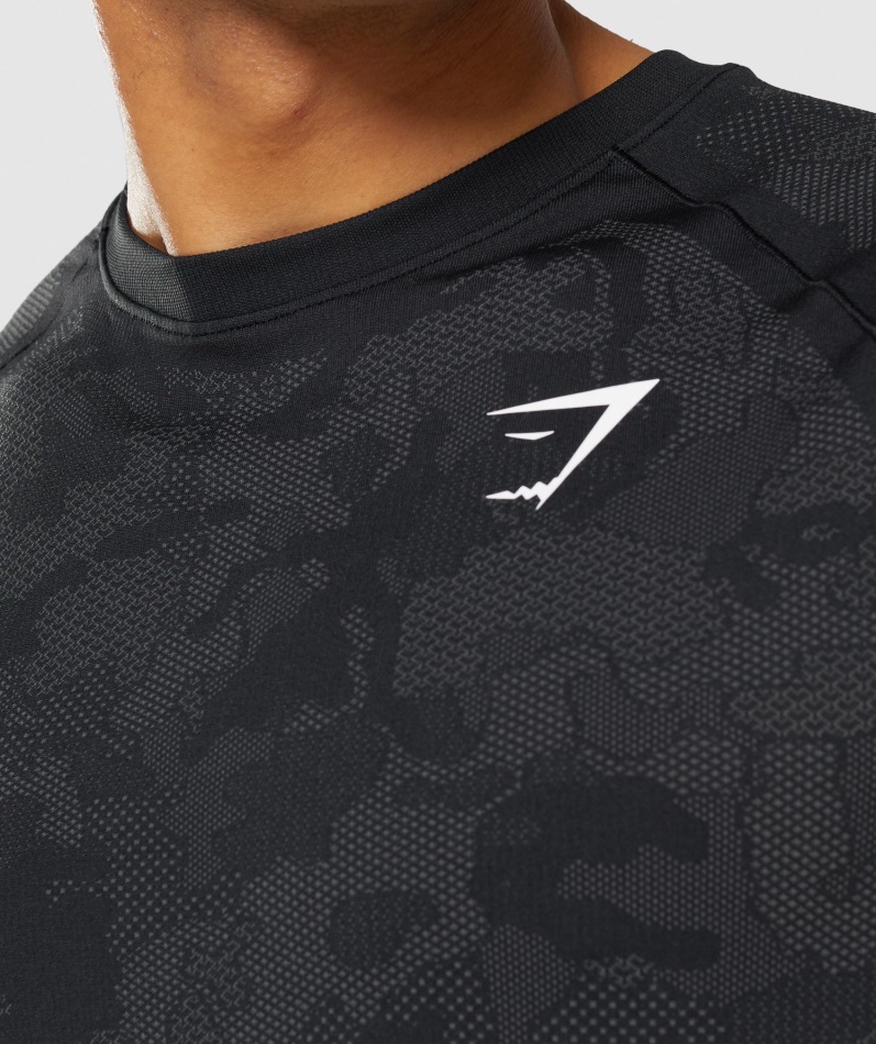 Gymshark Geo Sømløs T-skjorte Svart-kullgrå