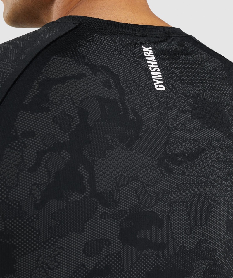 Gymshark Geo Sømløs T-skjorte Svart-kullgrå