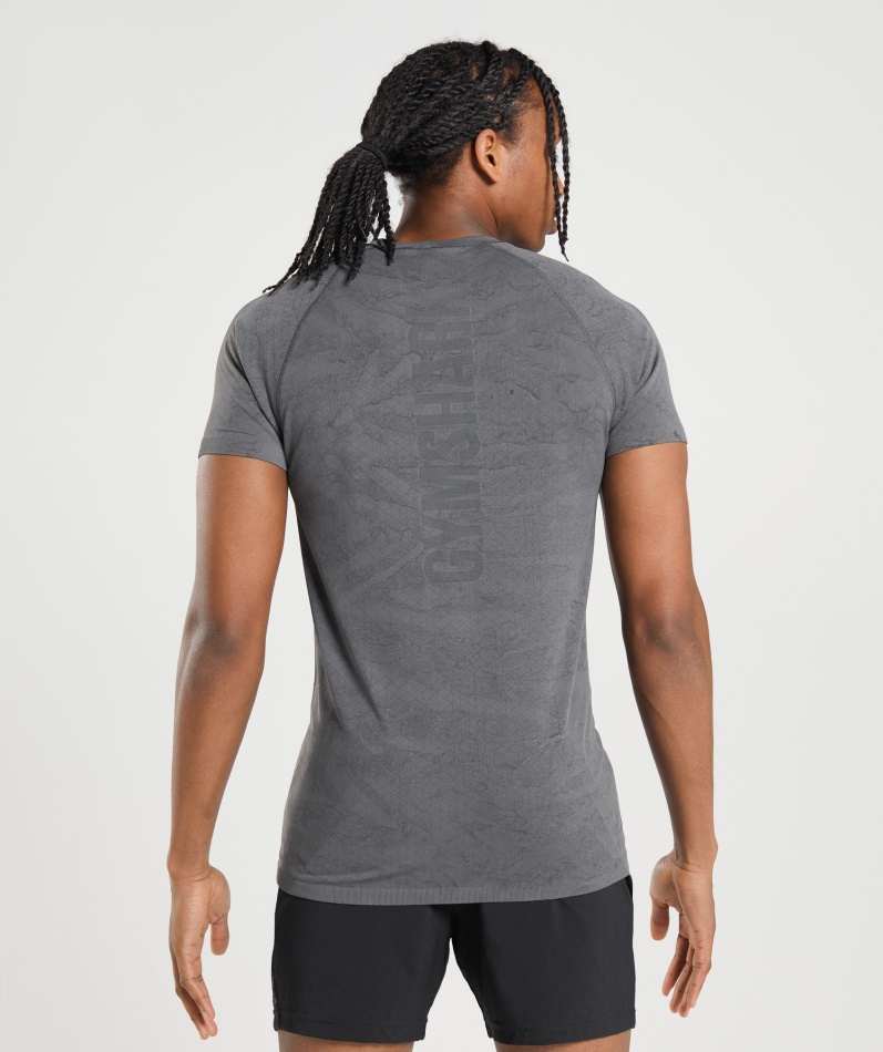 Gymshark Geo Sømløs T-skjorte Koksgrå-svart