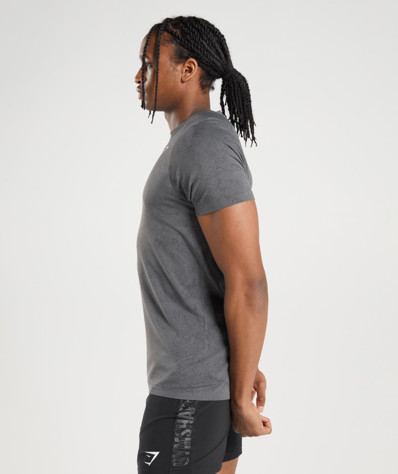 Gymshark Geo Sømløs T-skjorte Koksgrå-svart