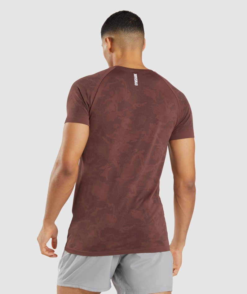 Gymshark Geo Sømløs T-skjorte Kirsebærbrun-svart