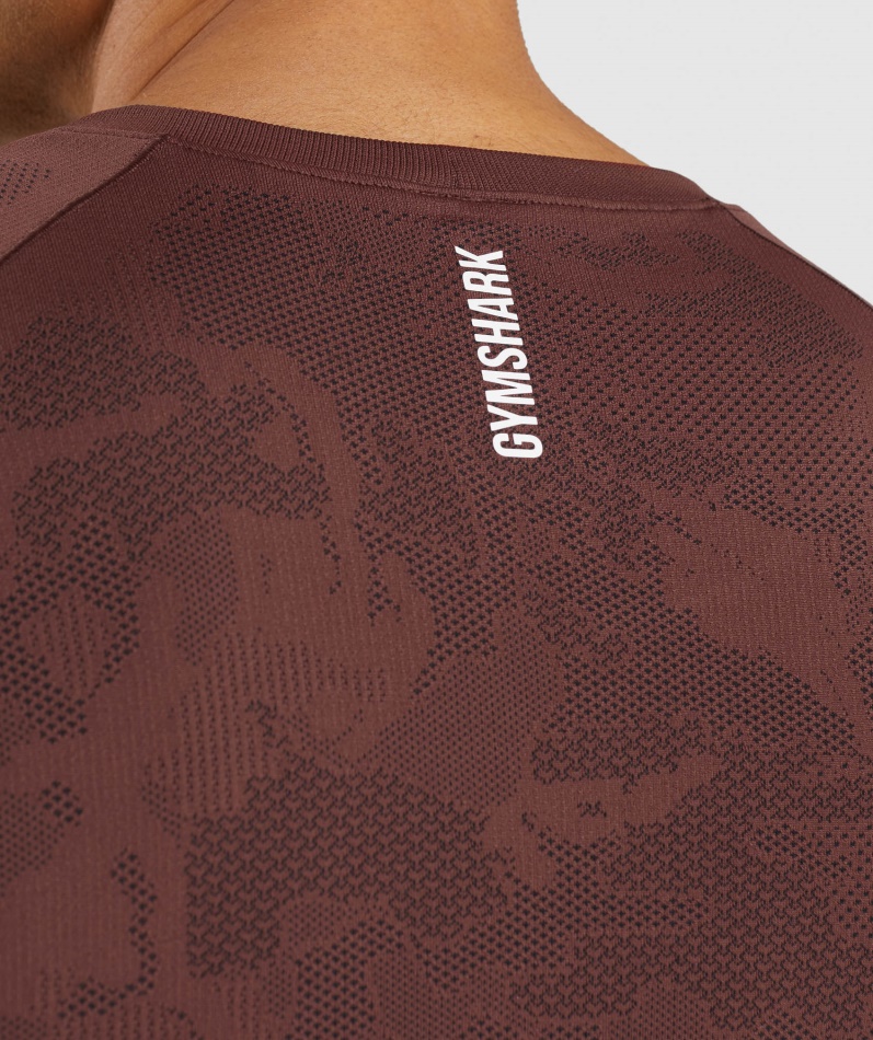 Gymshark Geo Sømløs T-skjorte Kirsebærbrun-svart