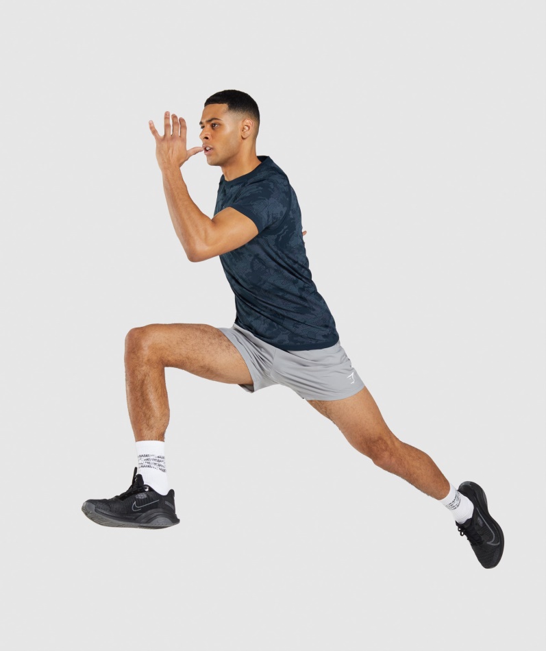 Gymshark Geo Sømløs T-skjorte Marine-tåkeblå