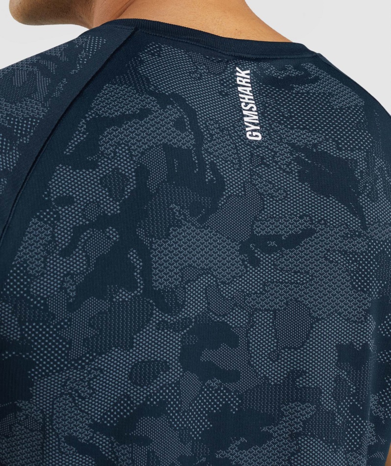 Gymshark Geo Sømløs T-skjorte Marine-tåkeblå