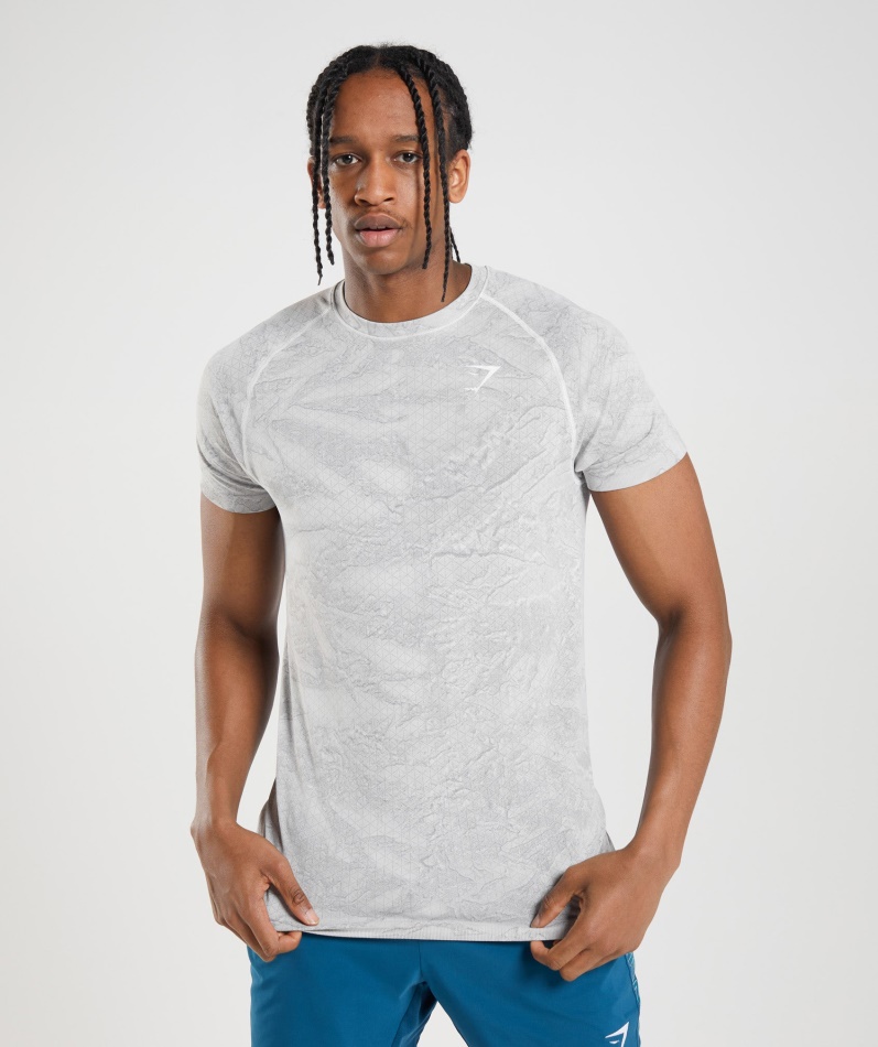 Gymshark Geo Sømløs T-skjorte Off White-lysegrå