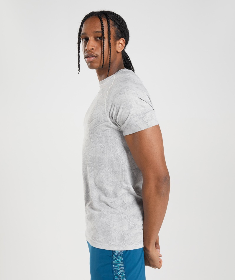 Gymshark Geo Sømløs T-skjorte Off White-lysegrå