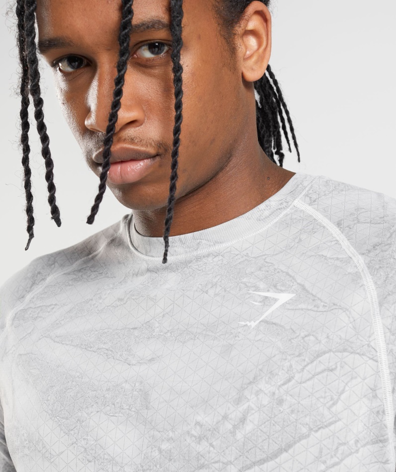 Gymshark Geo Sømløs T-skjorte Off White-lysegrå