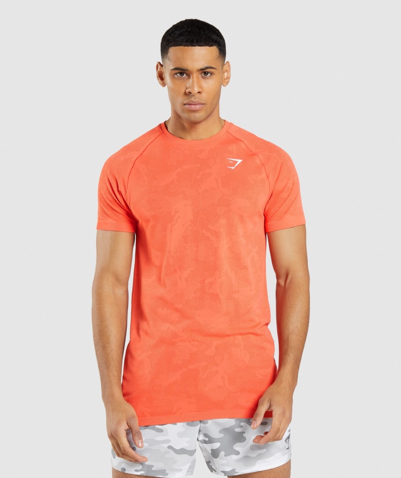 Gymshark Geo Sømløs T-skjorte Papaya Oransje-krydret Oransje